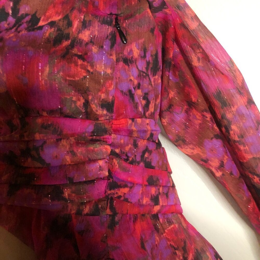 Steve Madden BNWT‎ Azura Floral V-Neck Peplum top with side zipper sz M - Picture 7 of 8